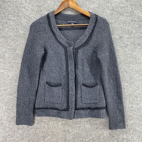 Banana Republic Cardigan Women PXS Petite Gray Full Zip Knit Wool Round Neck - Picture 1 of 9